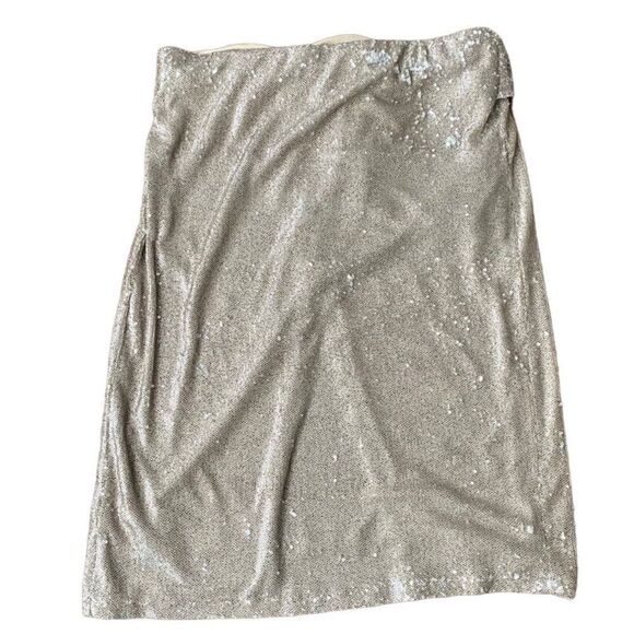 Express Skirt Sequin High Waisted Tie Front Champagne Large NWT - Picture 3 of 5